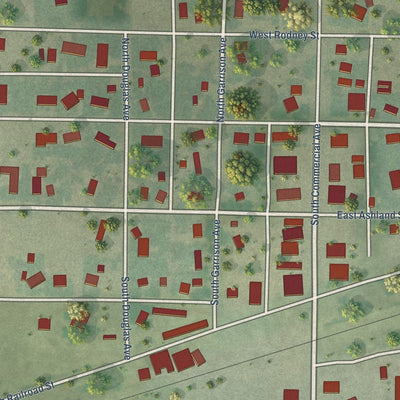Close-up of the map of Wallace, Nebraska print showing street and building detail