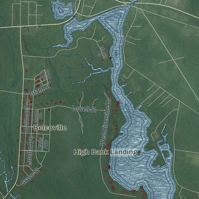 Close-up of the map of Weymouth, New Jersey print showing street and building detail