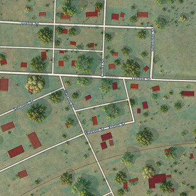 Close-up of the map of Sentinel Butte, North Dakota print showing street and building detail
