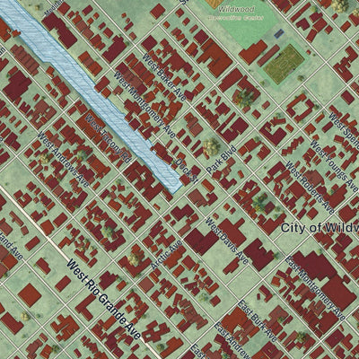 Close-up of the map of Wildwood, New Jersey print showing street and building detail