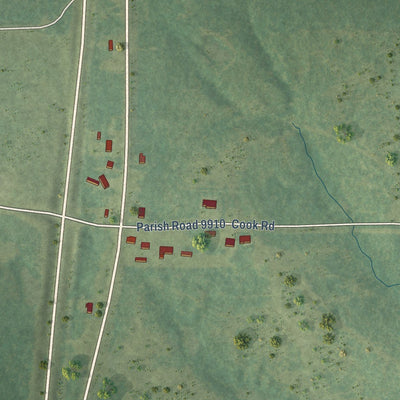 Close-up of the map of Lillie, Louisiana print showing street and building detail
