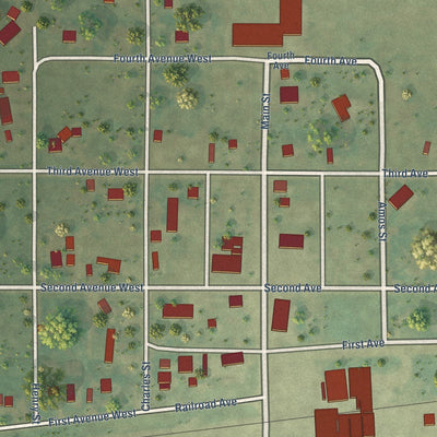 Close-up of the map of Kramer, North Dakota print showing street and building detail