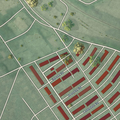 Close-up of the map of East Arlington, Maryland print showing street and building detail