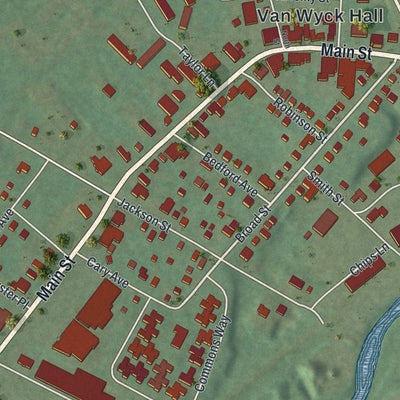 Close-up of the map of the Village of Fishkill, New York print showing street and building detail