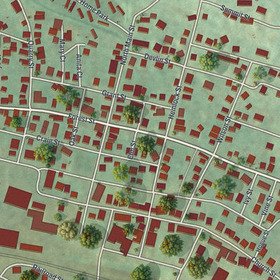 Close-up of the map of the Borough of Gallitzin, Cambria County, Pennsylvania print showing street and building detail
