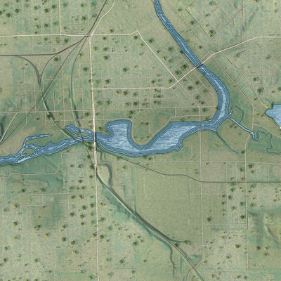 Close-up of the map of Rock, Rock County, Wisconsin print showing street and building detail