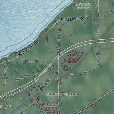 Close-up of the map of Portland, New York print showing street and building detail
