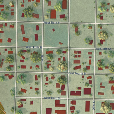 Close-up of the map of Brule, Nebraska print showing street and building detail