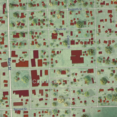 Close-up of the map of Stromsburg, Nebraska print showing street and building detail