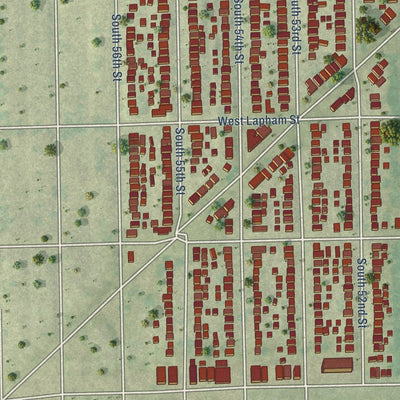 Close-up of the map of West Milwaukee, Wisconsin print showing street and building detail
