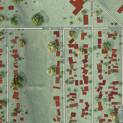 Close-up of the map of Republican City, Nebraska print showing street and building detail