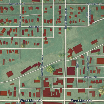 Close-up of the map of Canton, Oklahoma print showing street and building detail