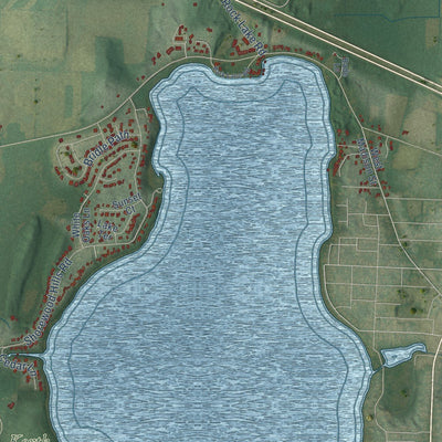 Close-up of the map of the Town of Lake Mills, Wisconsin print showing street and building detail