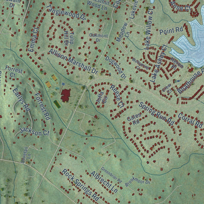 Close-up of the map of New Baltimore, Virginia print showing street and building detail