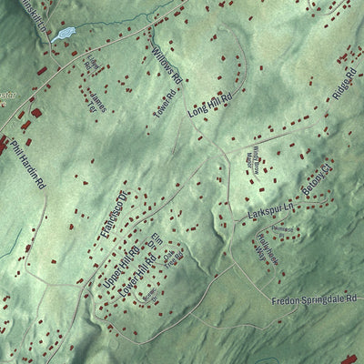 Close-up of the map of Fredon, New Jersey print showing street and building detail