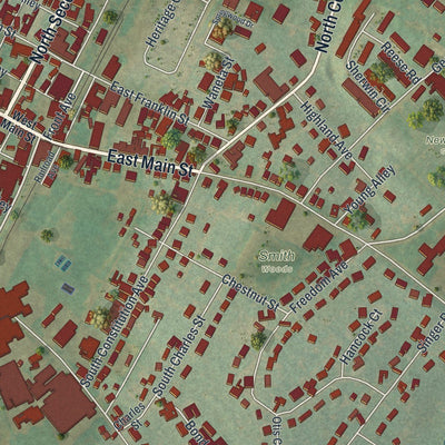 Close-up of the map of New Freedom, Pennsylvania print showing street and building detail