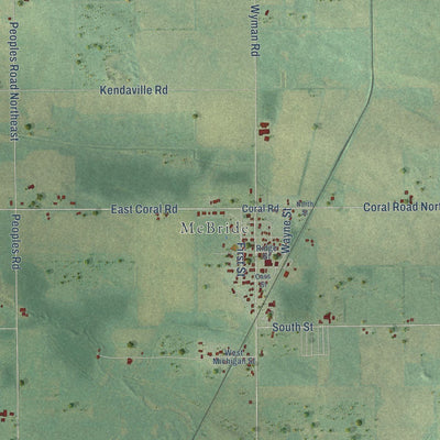 Close-up of the map of Day, Michigan print showing street and building detail