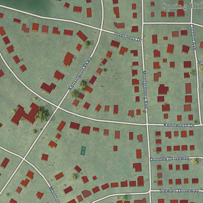 Close-up of the map of North Chevy Chase, Maryland print showing street and building detail