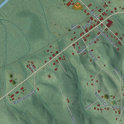 Close-up of the map of Kennedy, Alabama print showing street and building detail