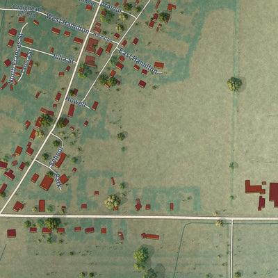 Close-up of the map of Cash, Arkansas print showing street and building detail