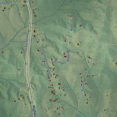 Close-up of the map of Guys, Tennessee print showing street and building detail