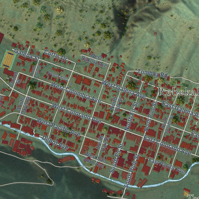 Close-up of the map of Telluride, Colorado print showing street and building detail