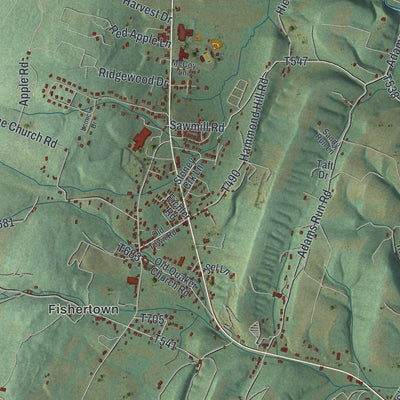 Close-up of the map of East St. Clair, Pennsylvania print showing street and building detail