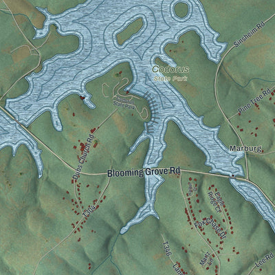 Close-up of the map of Manheim, York County, Pennsylvania print showing street and building detail