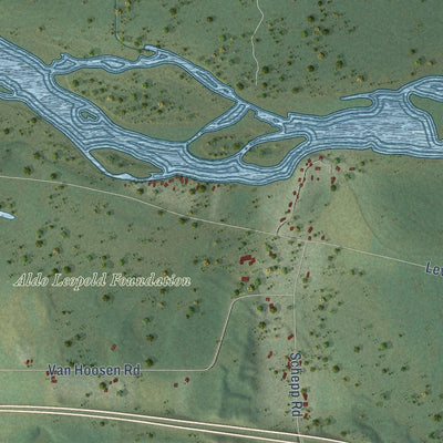 Close-up of the map of Fairfield, Wisconsin print showing street and building detail
