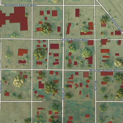Close-up of the map of Geraldine, Montana print showing street and building detail