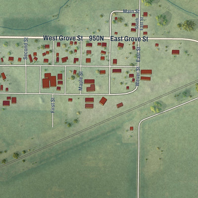 Close-up of the map of Media, Illinois print showing street and building detail