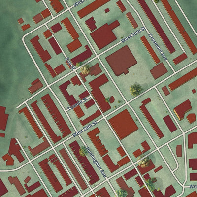 Close-up of the map of Remington, Maryland print showing street and building detail