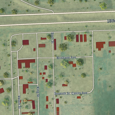 Close-up of the map of Emerado, North Dakota print showing street and building detail