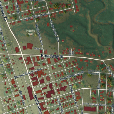 Close-up of the map of Hallock, Minnesota print showing street and building detail