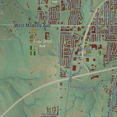 Close-up of the map of Clinton, Oklahoma print showing street and building detail