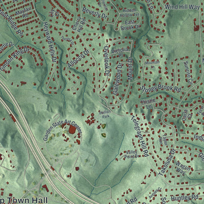 Close-up of the map of Holmdel, New Jersey print showing street and building detail