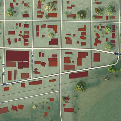 Close-up of the map of Stratton, Nebraska print showing street and building detail