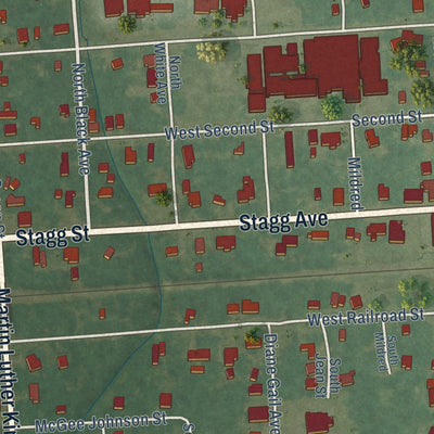 Close-up of the map of Basile, Louisiana print showing street and building detail