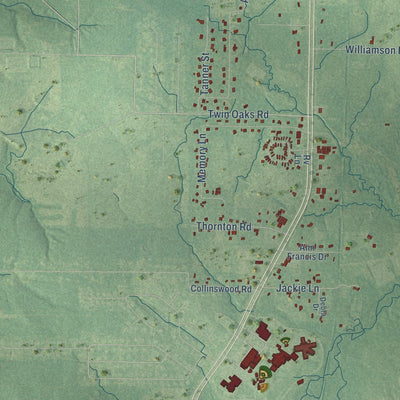 Close-up of the map of Stonewall, Louisiana print showing street and building detail