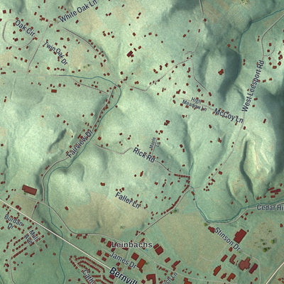 Close-up of the map of Bern, Pennsylvania print showing street and building detail