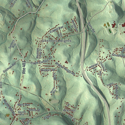 Close-up of the map of Fallowfield, Pennsylvania print showing street and building detail