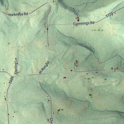 Close-up of the map of South Creek, Pennsylvania print showing street and building detail