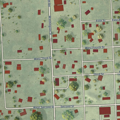 Close-up of the map of Douglas, Nebraska print showing street and building detail
