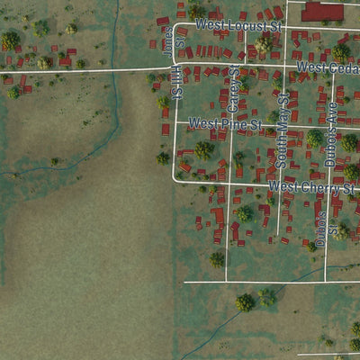 Close-up of the map of Sumner, Illinois print showing street and building detail