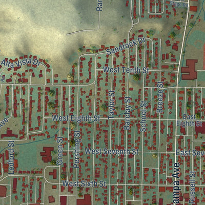 Close-up of the map of Craig, Colorado print showing street and building detail