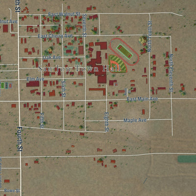 Close-up of the map of San Jon, New Mexico print showing street and building detail