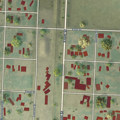 Close-up of the map of Gurley, Nebraska print showing street and building detail