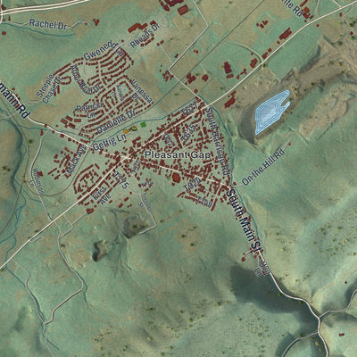 Close-up of the map of Spring, Centre County, Pennsylvania print showing street and building detail