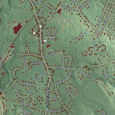 Close-up of the map of Plaistow, New Hampshire print showing street and building detail