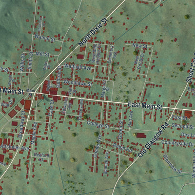 Close-up of the map of Horse Cave, Kentucky print showing street and building detail